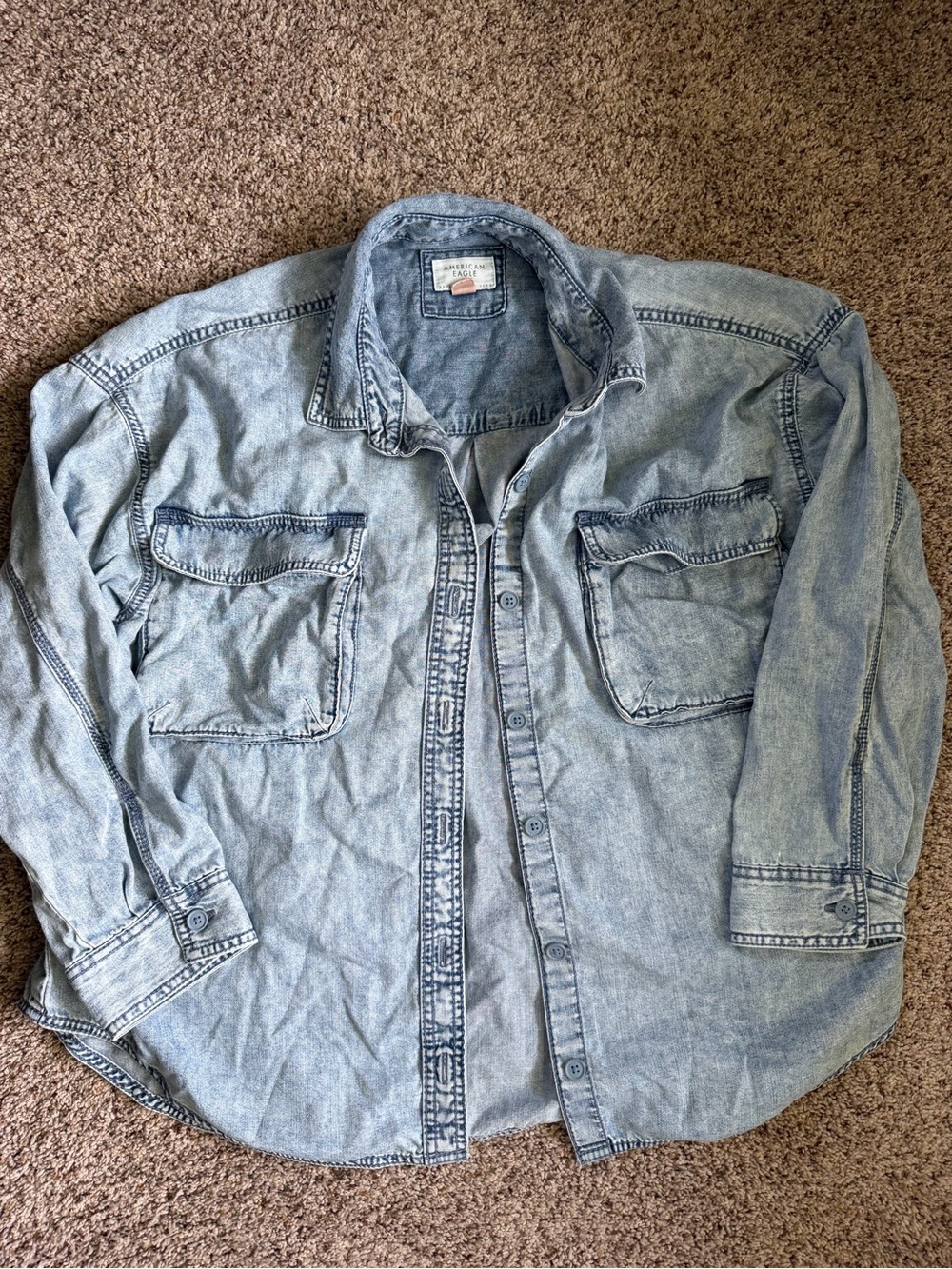 American Eagle Outfitters Light Blue Denim Shirt